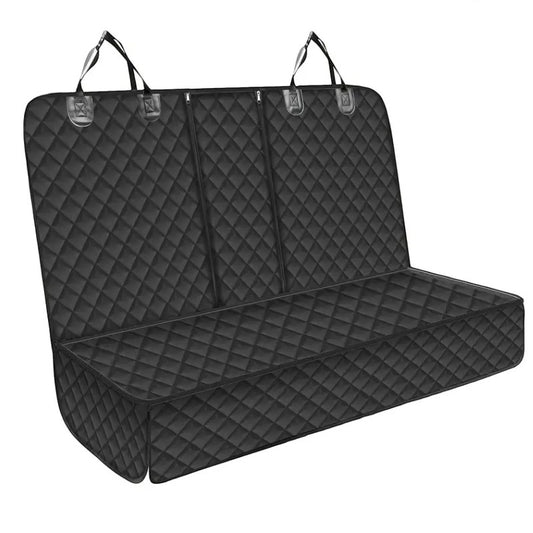 Poppie21 black waterproof dog car seat cover made of durable quilted Oxford cloth for pet travel protection.